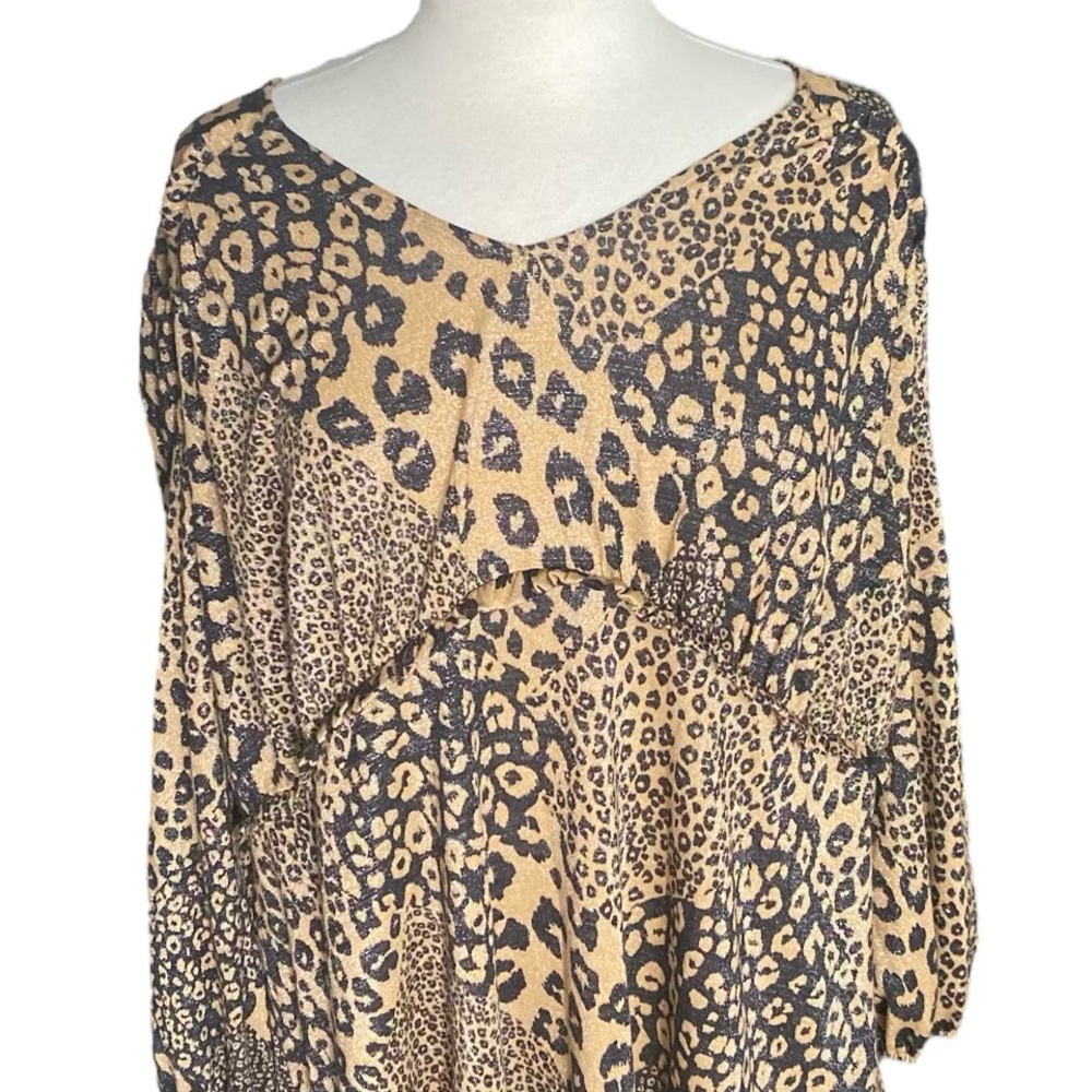 Cato Leopard Tunic Top 18/20 Black, Silver Shimmer.